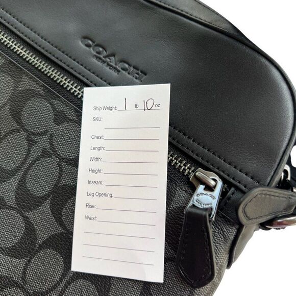 Coach NWOT Houston Crossbody Bag Signature Coated Canvas and Leather Black - Picture 15 of 15